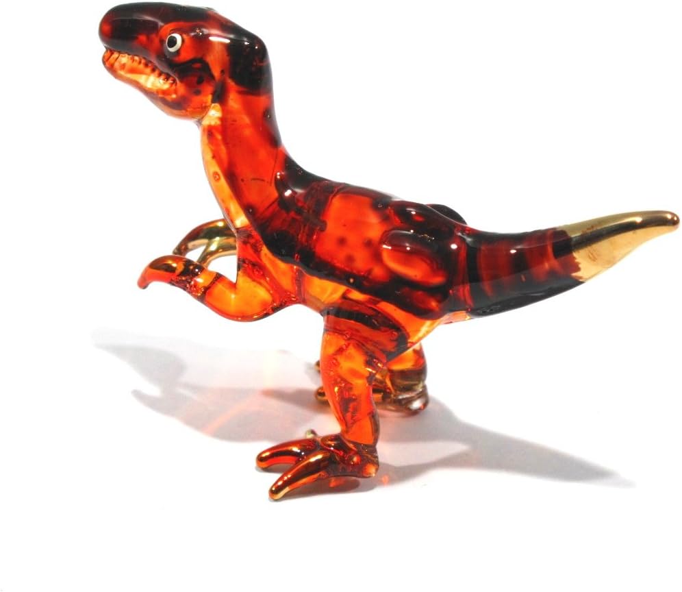 Handmade Mini T-Rex Blown Glass Art Figurine - Unique Jurassic Dinosaur Decor