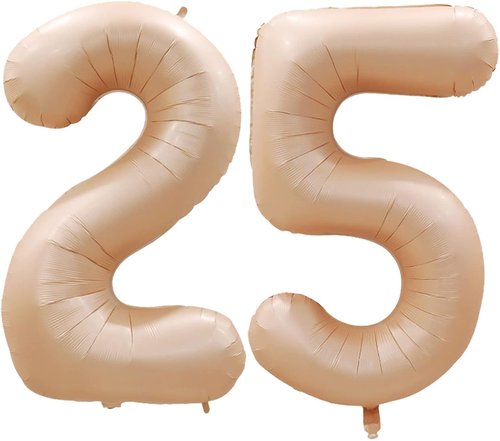 GOER Jumbo 42-Inch Number 25 Balloons - Perfect for 25th Birthday Party Decorations | Caramel Foil