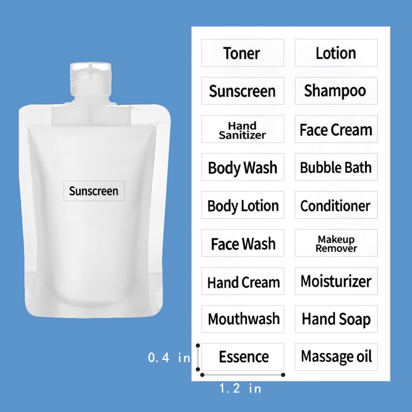 TUZAZO 15 Pack Travel Pouches for Toiletries, TSA Approved Travel Size Container, Refillable Empty Small Stand Up Travel Pouches for Shampoo Conditioner Lotion Soap Liquids