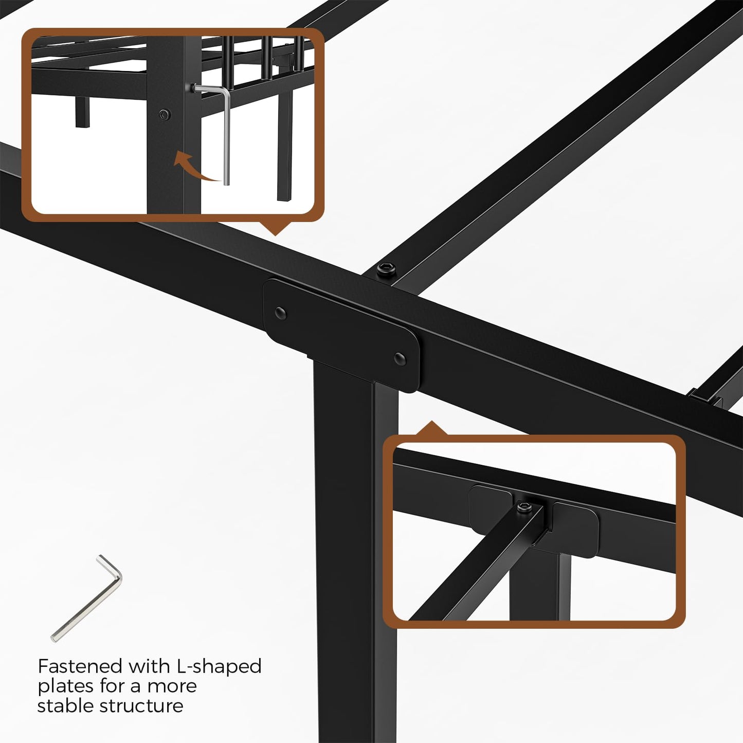 Blbeed Metal Twin Bed Frames, Noise-Free Design & Underbed Storage Heavy Duty Bed Frames with Headboard No Box Spring Needed/Tool-Free Assembly