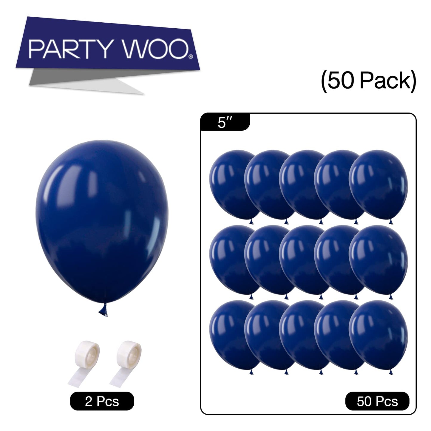 PartyWoo Navy Blue Balloons 50pcs 5 Inch Small Mini Matte Dark Blue Latex Balloons for Graduation New Year Wedding Sports Theme Baby Shower Men Birthday Bachelorette Party Decorations Blue-Y72