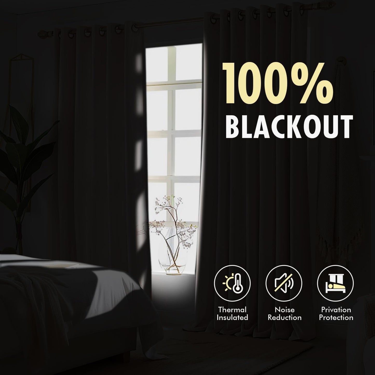 MIULEE Blackout Linen Curtains - Natural Pinch Pleated Design | 90-Inch Length, 2 Panels for Light Blocking in Bedroom & Living Room