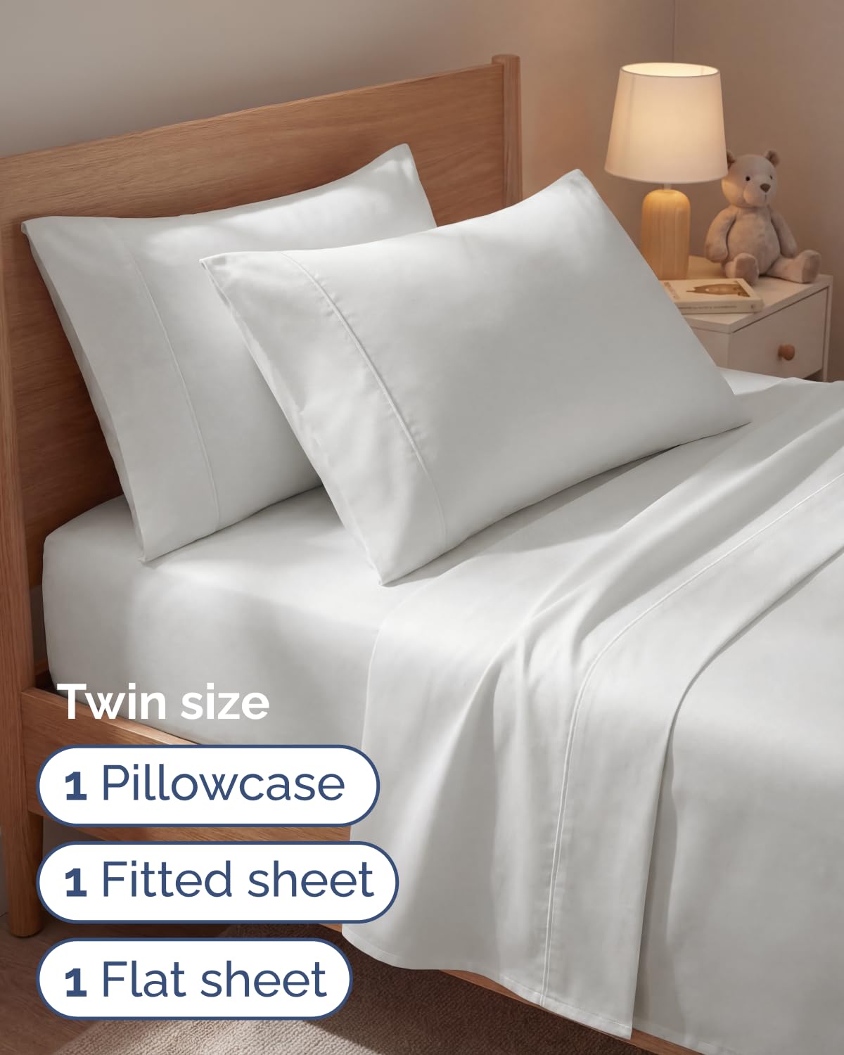 Twin 4 Piece Sheet Set - Comfy Breathable & Cooling - Ultra Soft Hotel Luxury Bedding Set w/ 8-16 Inch Deep Pockets - 1 Flat & 1 Fitted Sheet & 2 Pillowcases - Wrinkle Free & Easy Care - Antique White