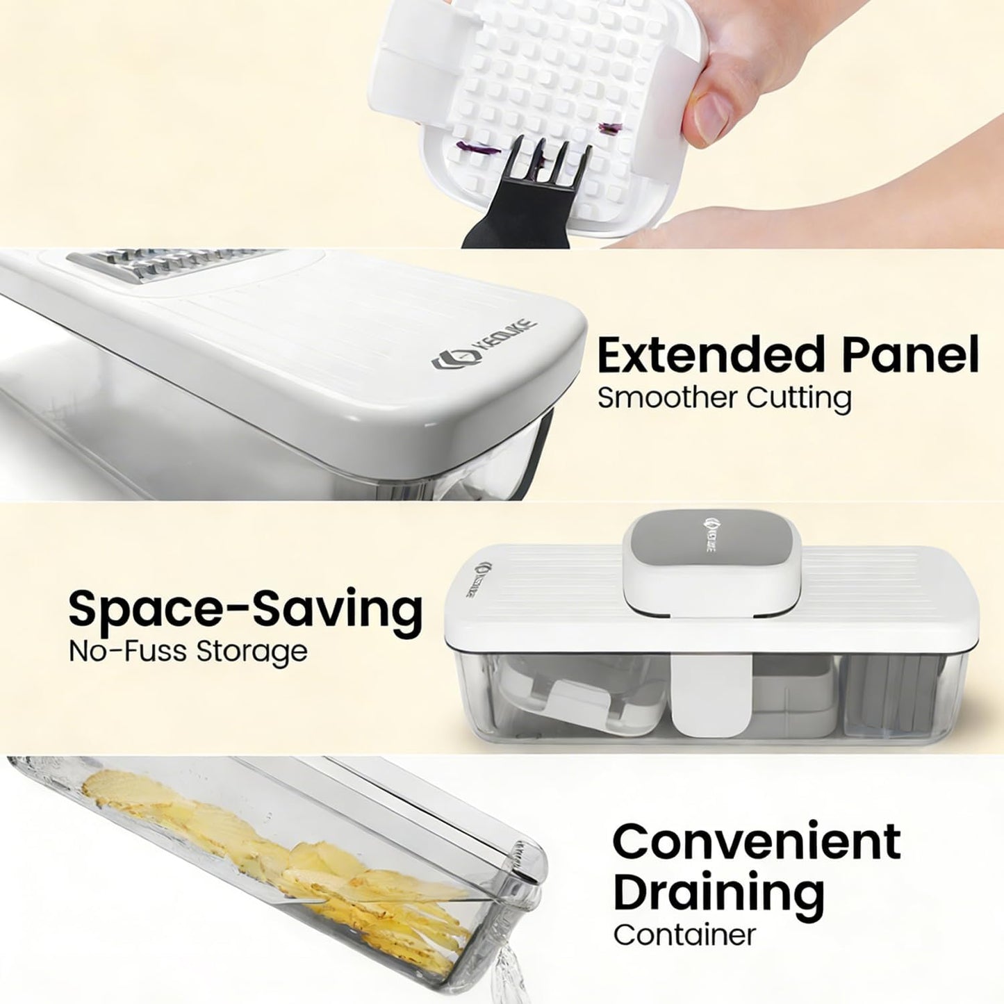 Skiennix 8-in-1 Vegetable Chopper Mandoline Slicer - 8 Blades for Easy Onion, Veggie & Fruit Cutting