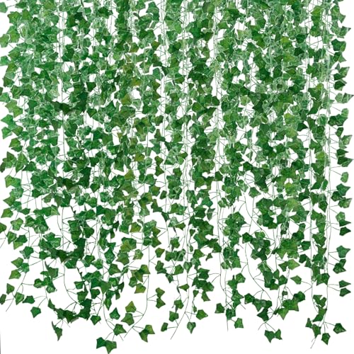 Fake Vines for Room Decor(12 Pack 84 Feet) Aesthetic Artificial Plant Ivy Leaves Hanging Greenery Garlands for Home Bedroom Wall Wedding Christmas Party Office Patio Outdoor Garden D?cor