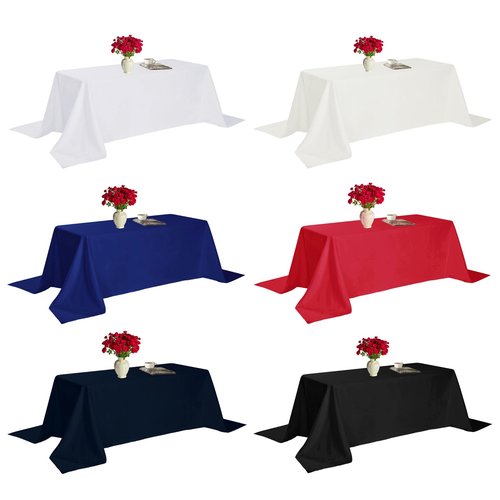 Fokitut 6 Pack Rectangle Tablecloth, 60x102 Inch, Stain Resistant and Wrinkle Polyester Table Cloth, Fabric Table Cover for Kitchen Dining, Wedding, Party, Holiday Dinner-White
