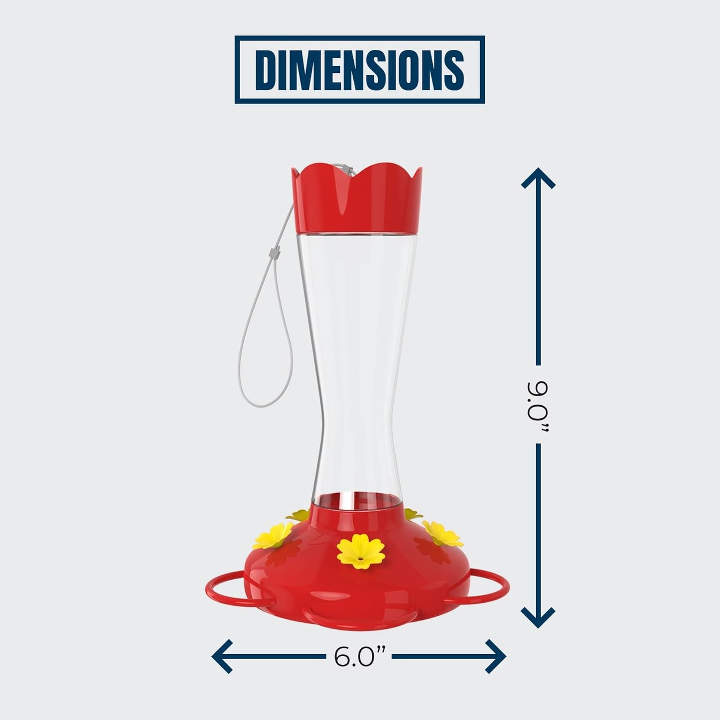 MEKKAPRO Glass Hummingbird Feeder - Ant & Bee Proof Design with 5 Feeding Stations | Bright Red, 10 Ounces