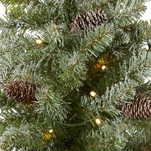 2ft Pre-Lit Flocked Artificial Christmas Tree with 50 Warm White LEDs