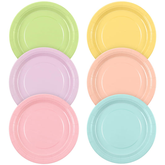 Breroa 72 Pieces 9 Inch Pastel Rainbow Paper Plates Disposable Heavy Duty Paper Plate Sustainable Dinner Dessert Plate Decorative Plates Bulk for Parties, Holidays, Picnics