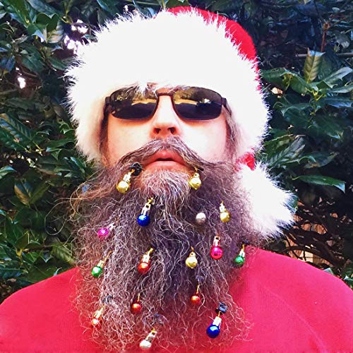 16pcs Beard Ornaments. 4 Sounding Jingle Bells and 12 Colors of Christmas Baubles Great Gift Idea! (4 Bell+12 Baubles)