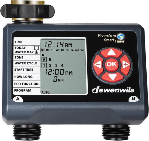 DEWENWILS Sprinkler Timer - 2 Zone Programmable Water Timer for Garden Hose | Automatic & Manual Modes