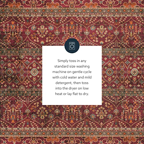 Linon Home Decor Products The Anywhere Washable Rug Yarit Garnet & Ivory 3' X 5' Accent Rug