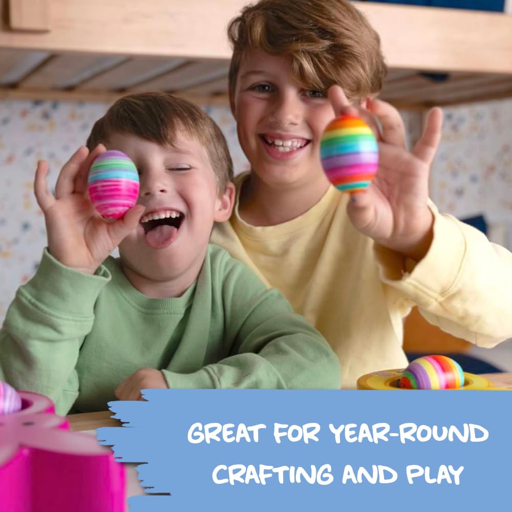 The Eggmazing Egg Decorator White Wooden Eggs - for Easter Egg Decorating, Arts and Crafts - Matte White Eggs Specifically Designed to be Used with All Eggmazing Egg Decorators (6 Pack), Ages 3 and Up