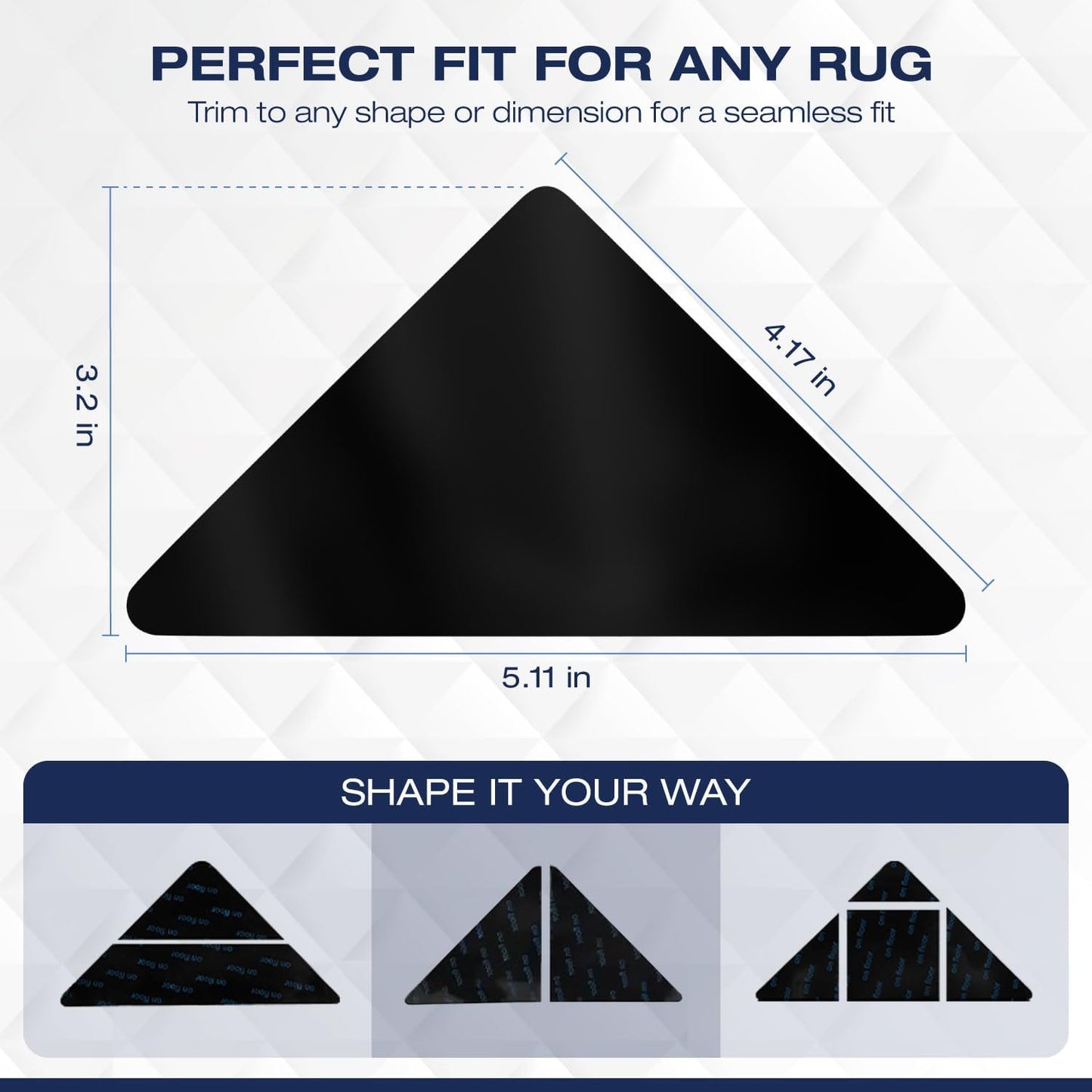 Skiennix Reusable Rug Grippers - Non-Slip Double-Sided Adhesive Pads for Hardwood & Tile | 8 Pieces
