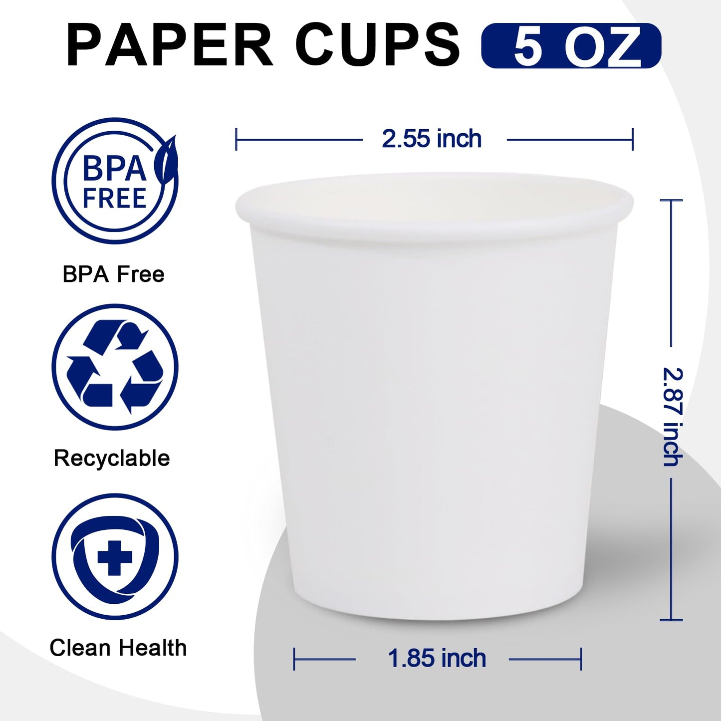 Clawsoff 300 Count 5 oz Bathroom Cups, 5 oz Disposable Paper Cups, Small Mouthwash Cup, 5 Ounce Mini White Espresso Cups for Party, Travel, Picnic