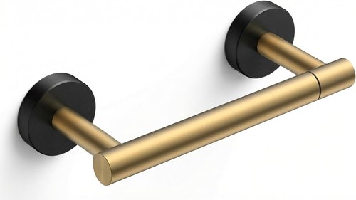 FORIOUS Toilet Paper Holder - Rustproof Stainless Steel Double Post Design | Brushed Gold & Matte Black Finish