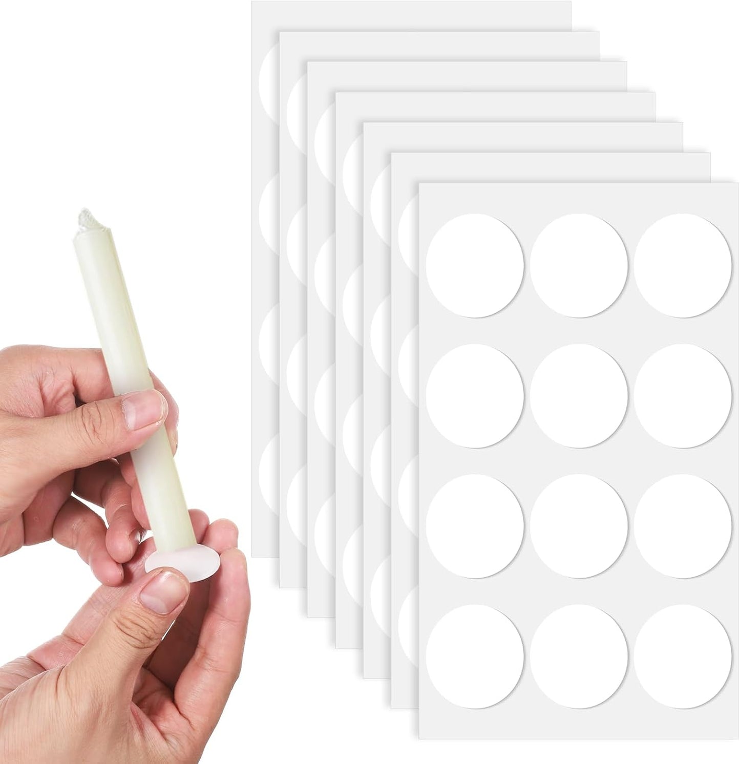 Skiennix Candle Adhesive | 72Pcs Stay Put Sticky Dots for Taper Candles Holders - White