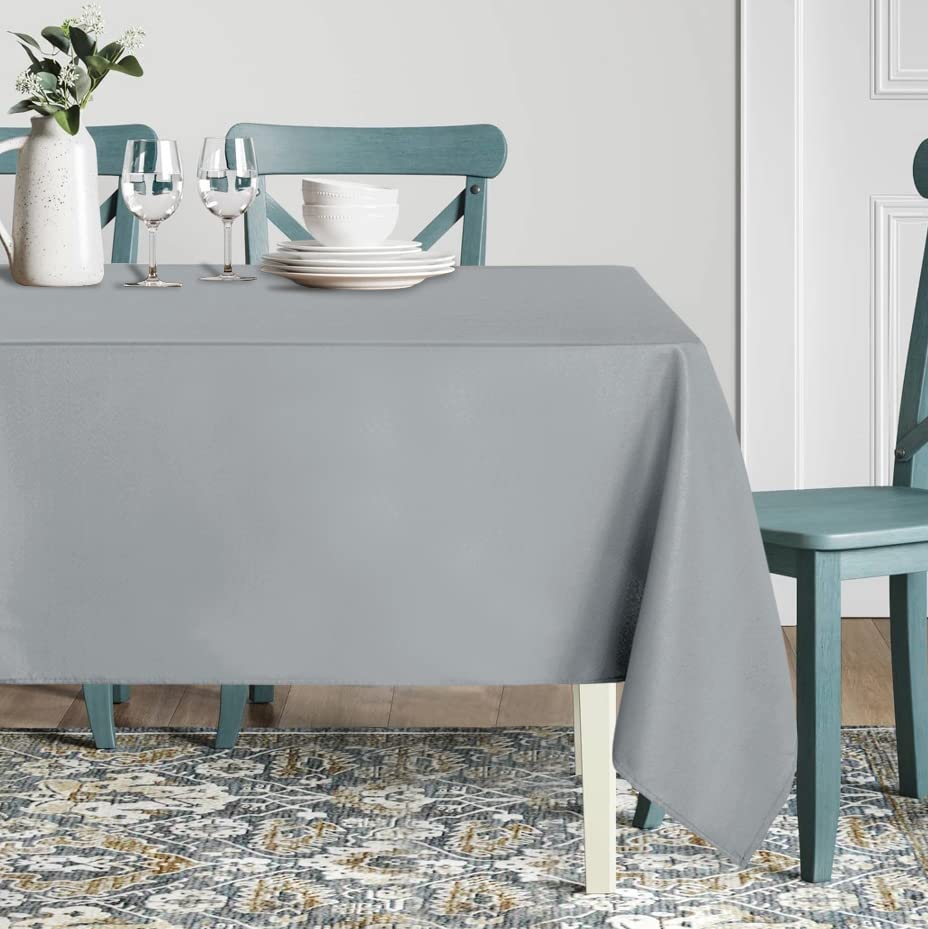 sancua Rectangle Tablecloth - 70 x 108 Inch - Stain and Wrinkle Resistant Washable Polyester Table Cloth, Decorative Fabric Table Cover for Dining Tables, Buffet Parties and Camping, Silver Grey