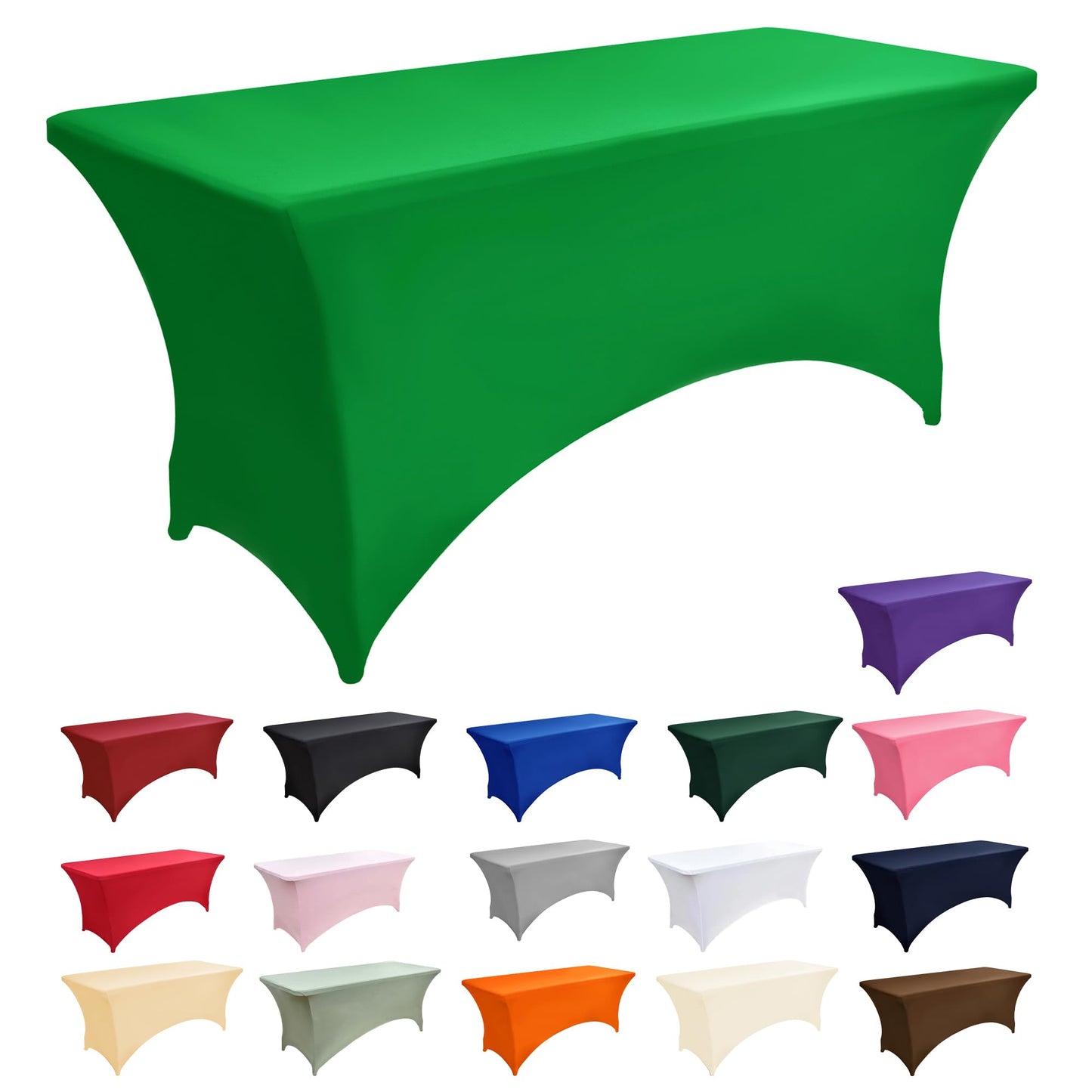 ZarzaaSik 2-Pack 8ft Spandex Table Covers for Rectangle Folding Tables - Washable Elastic Tablecloth - Ultimate Fitted Table Protector for Birthday Parties, Trade Shows, Banquet