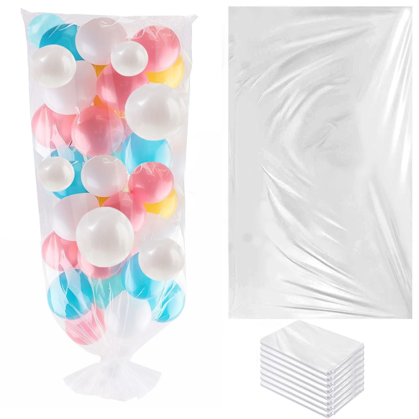 Balloon Transport Bags 8 Pack - 98.4"x59" Heavy-Duty Reusable Clear Plastic Bags for Large Inflated Balloons, Balloon Arch Storage, Party Decoration Supplies