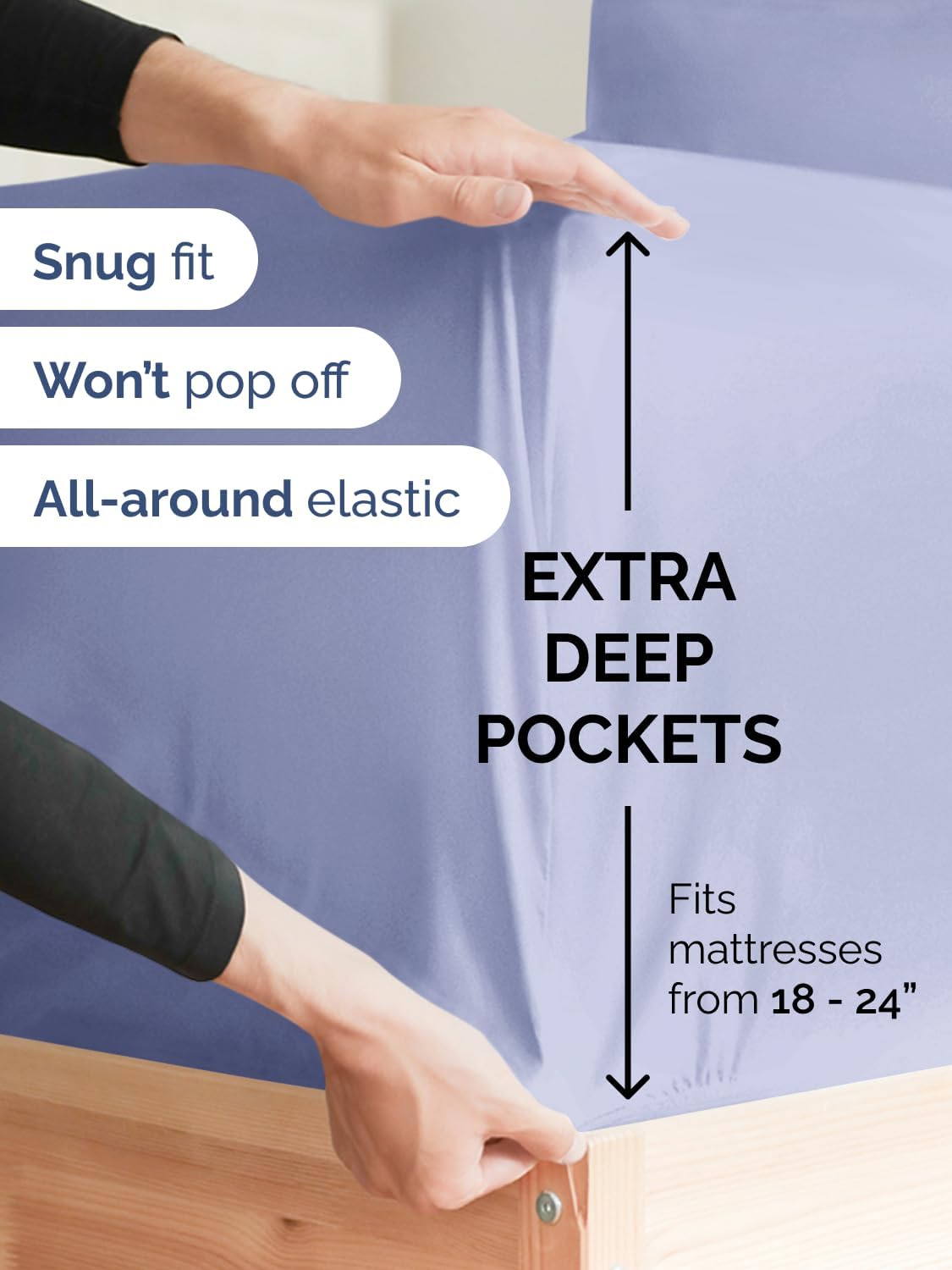 Skiennix Extra Deep Queen Sheet Set | 6-Piece Breathable Cooling Bedding - Soft, Wrinkle-Free Lavender