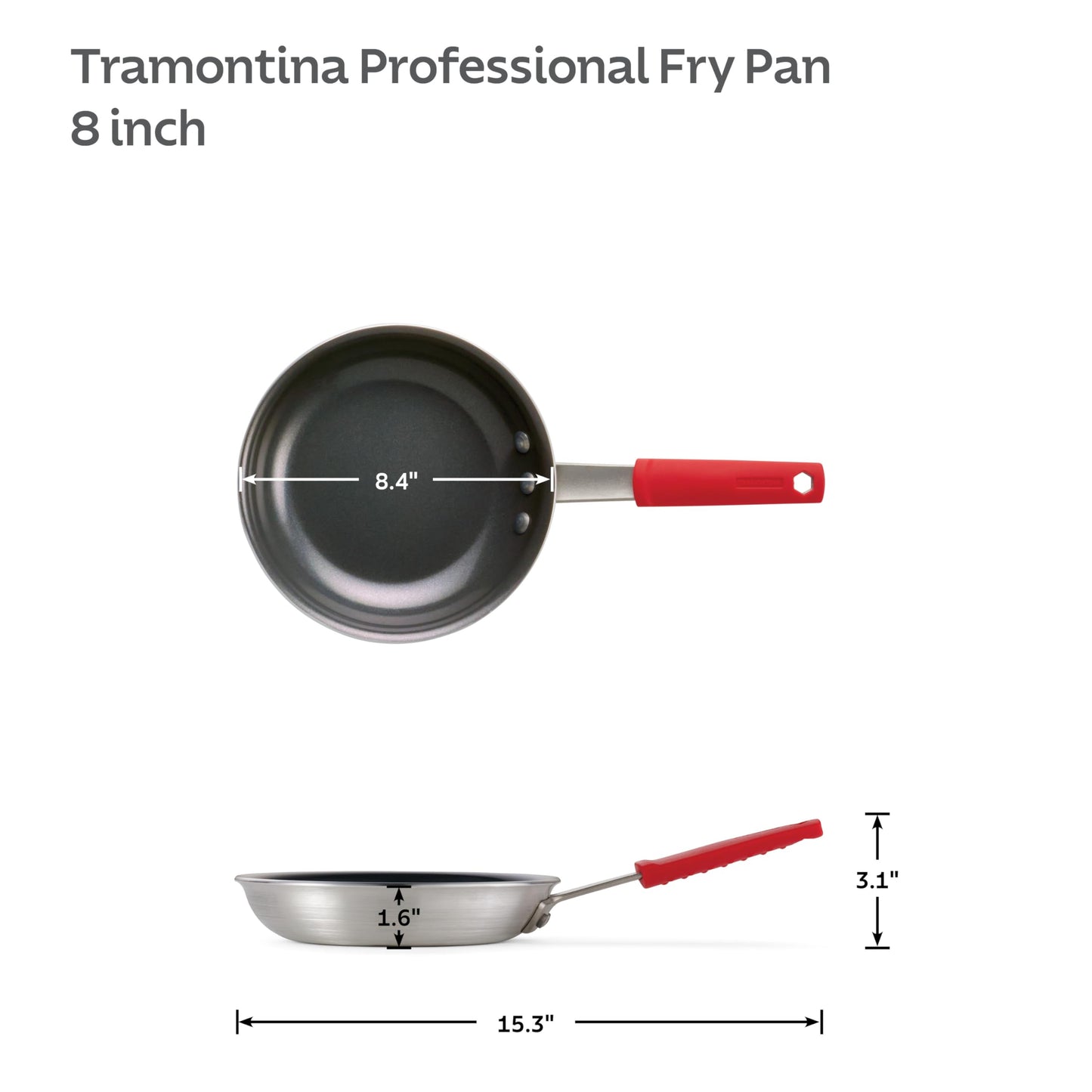 Tramontina Professional 8-Inch Ceramic Non Stick Small Frying Pan, Heavy-Gauge Aluminum Skillet with Ceramic Nonstick Coating, Dishwasher and Oven Safe, Black