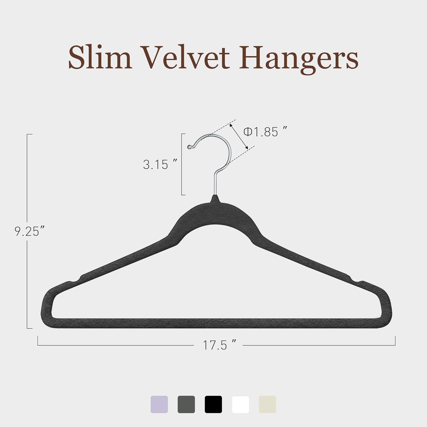Velvet Hangers 50 Pack - Slim Non-Slip Space-Saving Clothes Hangers for Heavy Duty Pants, Coats & More | Black