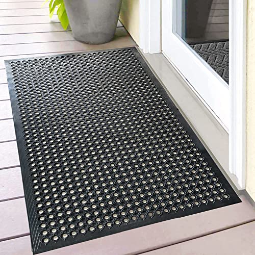 Uniboho 35x24 Inch Rubber Door Mat Non-Slip Outdoor Indoor Entrance Floor Mat