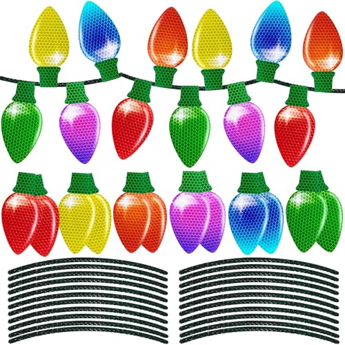 Bulb-Shaped 72PCS Christmas Car Refrigerator Magnets Reflective Holiday Decor