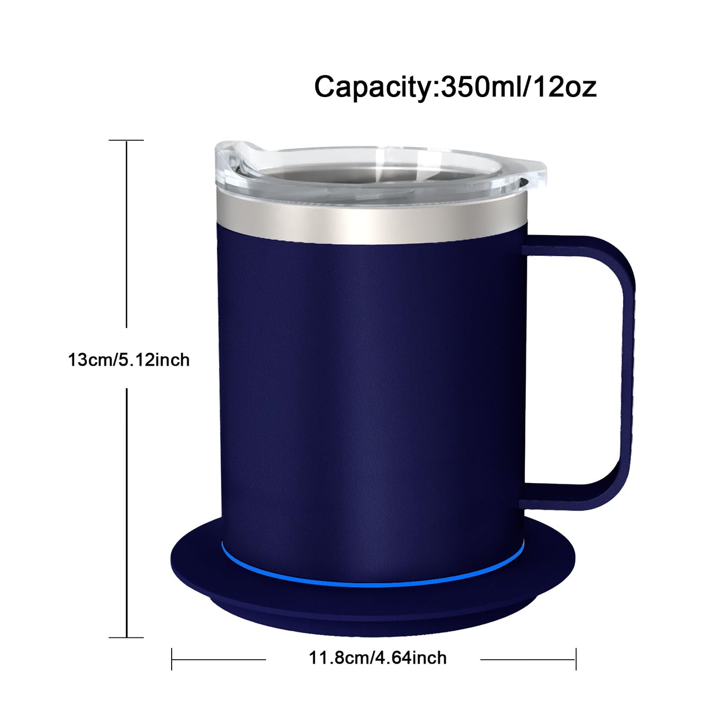 YIMUBREEZ Smart Temperature Control Coffee Mug for Desk,Heated Cup with 10Hrs Auto Shut Off, USB Powered Mug Warmer Set (12oz-Royal Blue)