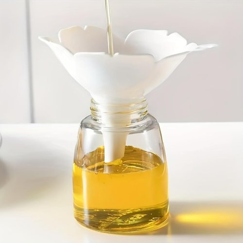Flower Kitchen Funnel - Hangable Lotus Cherry Blossom Design for Easy Liquid & Spice Transfer | White