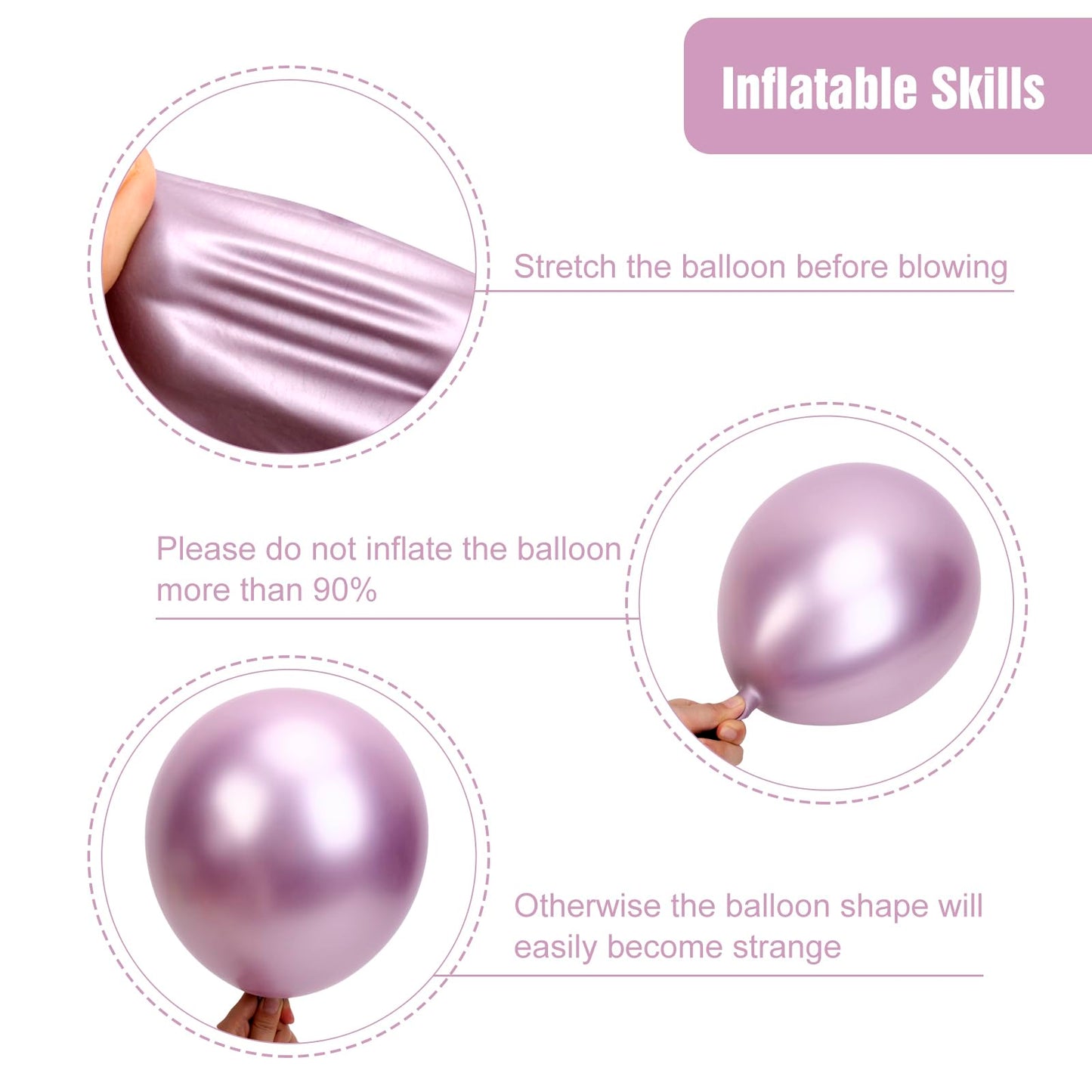 RUBFAC Metallic Pink Balloons 129pcs Different Sizes Pack of 18 12 10 5 Inch, Latex Chrome Metal Pink Balloon Garland Arch Kit for Wedding Princess Birthday Party Baby Shower Engagement Bachelorette
