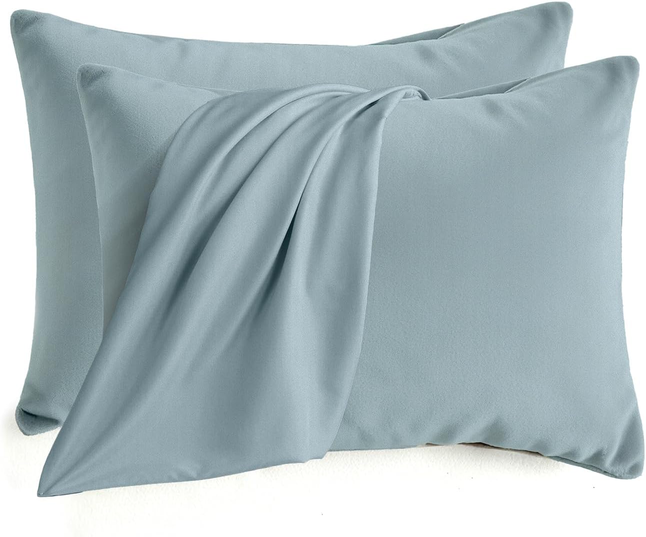 Q&J Fabric Co. Standard Size Pillow Cases - Soft Brushed Microfiber, Wrinkle-Free & Fade-Resistant | Set of 2 (20x26'', Baby Blue)