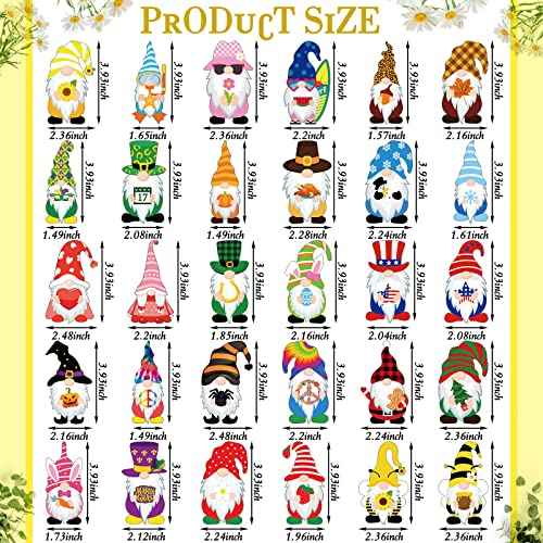 Hoteam 30 Pcs Holiday Magnets Seasonal Gnome Refrigerator Magnets Fall Halloween Thanksgiving Christmas Winter Car Magnetic Decorations for Kitchen Fridge Garage Locker Dishwasher