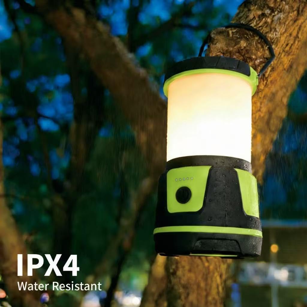 Rechargeable LED Lantern - 3000 Lumens, 5 Light Modes, IP54 Waterproof | Portable 7500mAh Flashlight for Camping & Emergencies (Green)