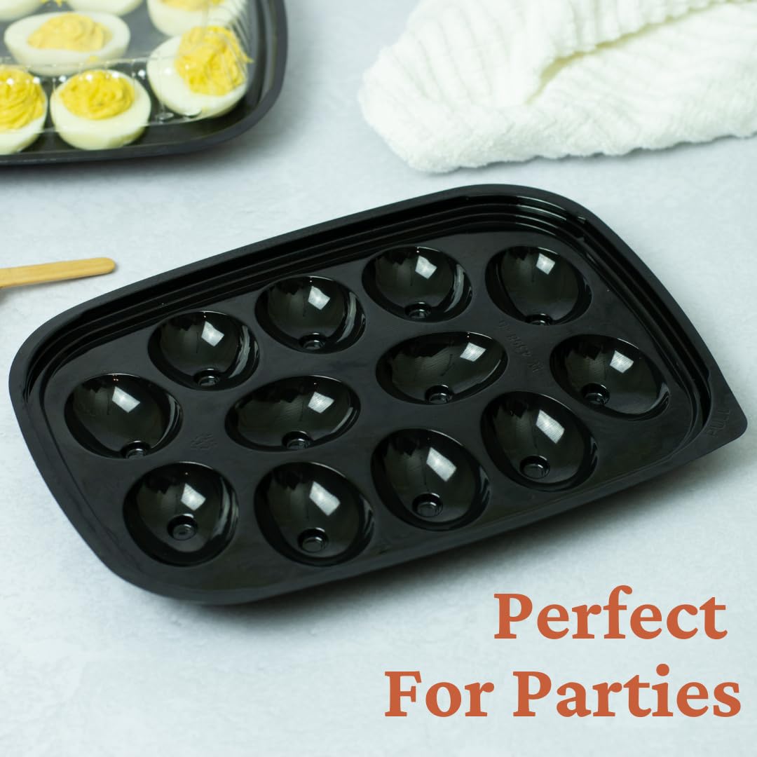 JAK Industrial 16 Pack - Disposable Deviled Egg Containers with Lid – Plastic Deviled Egg Trays – For 12 Egg Halves