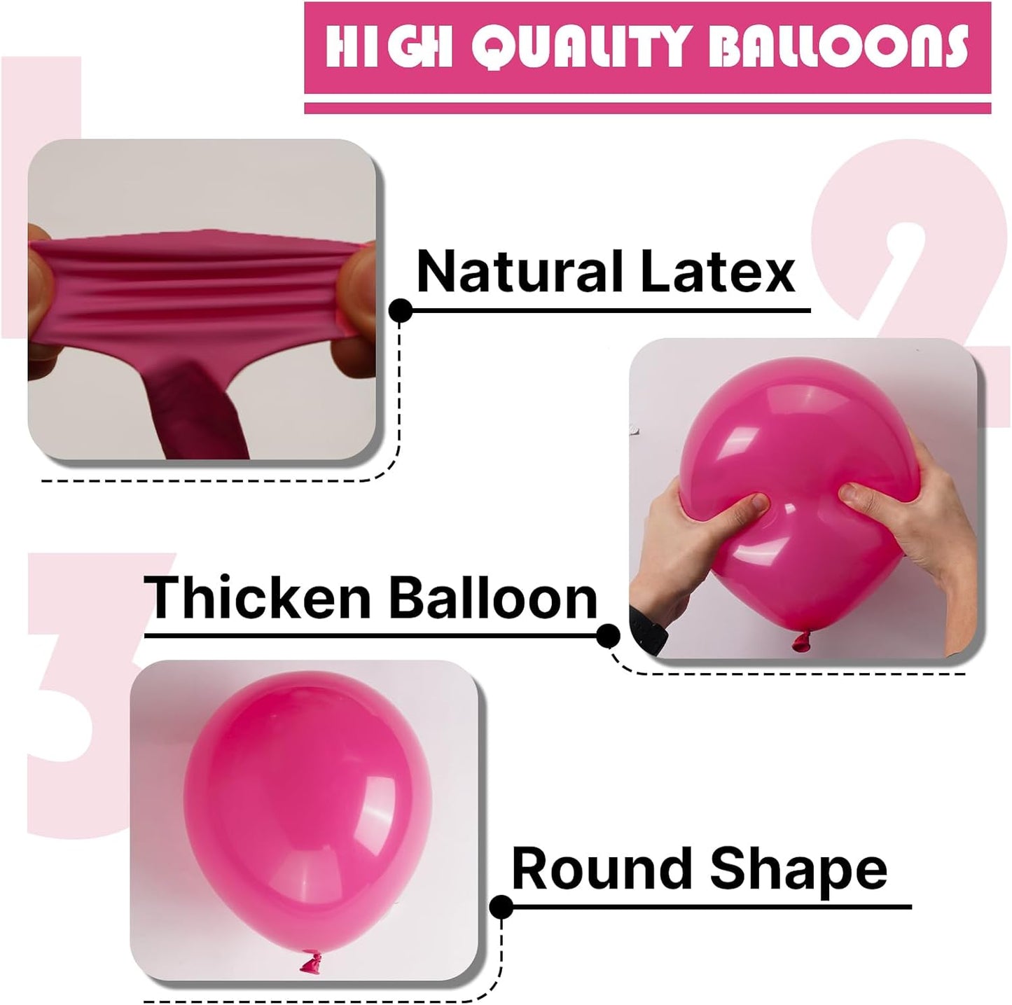 PartyWoo Hot Pink Balloons - 123-Piece Arch Kit with Various Sizes for Weddings & Birthdays