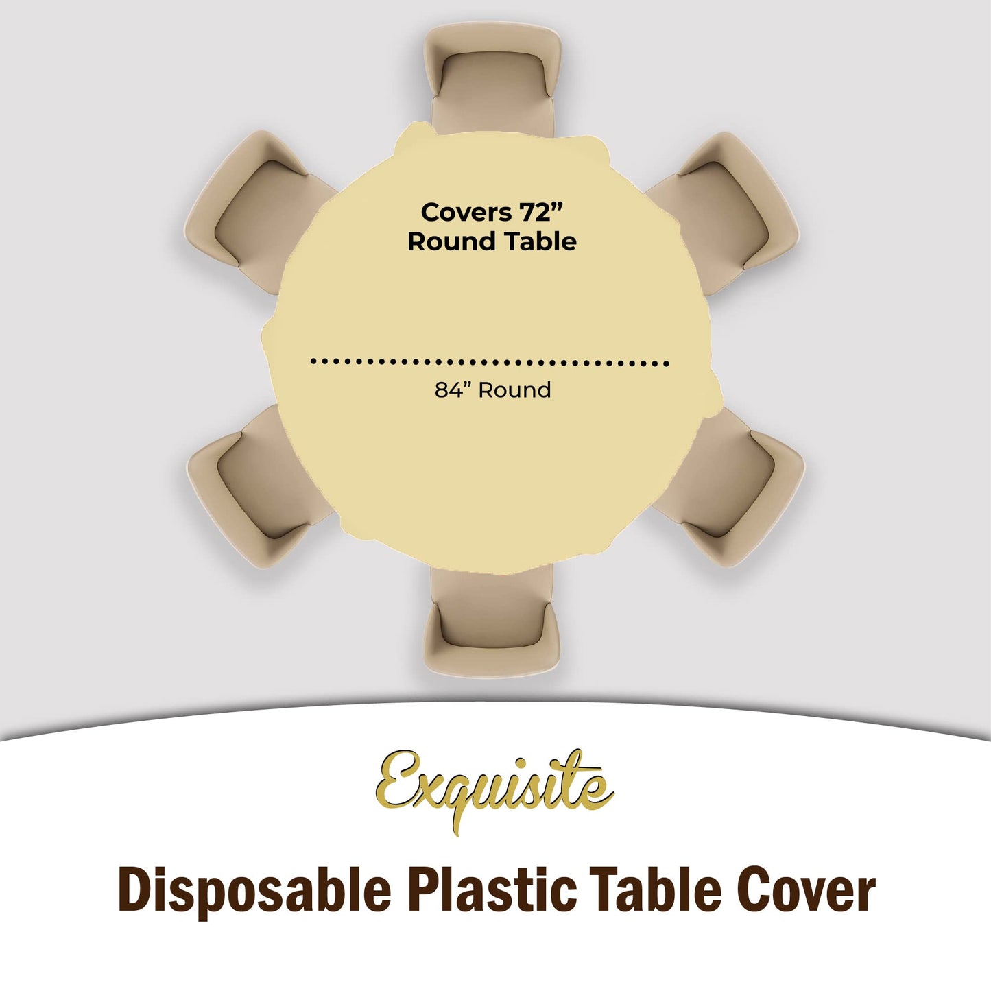 12-Pack Premium Plastic Tablecloth 84in. Round Table Cover - Light Yellow