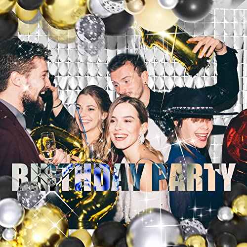 PADELO Silver Shimmer Wall Backdrop, Square Backdrop Curtain,2Pcs 3.3x6.6 Feet Silver Streamer Backdrop for Party Decorations