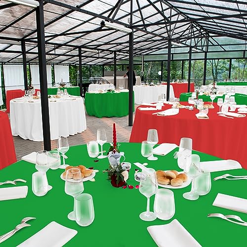 12 Pack Round Christmas Italy Theme Tablecloth 84in - Red White Green (Red White Green Round / 12pcs)