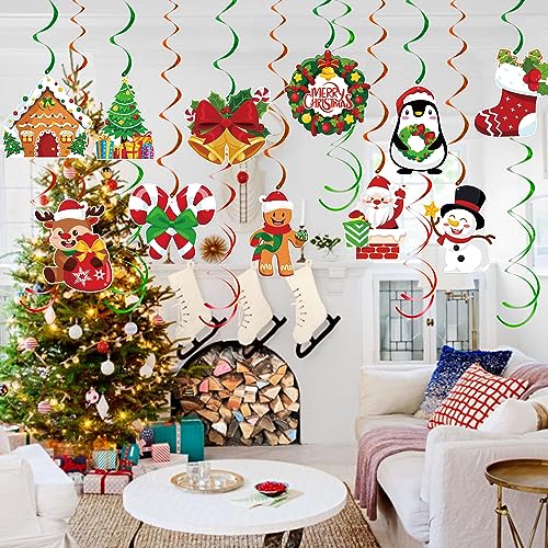 LOKIPA 30PCS Christmas Hanging Decorations, Ceiling Hanging Decorations for Home Office Classroom Fall Decor