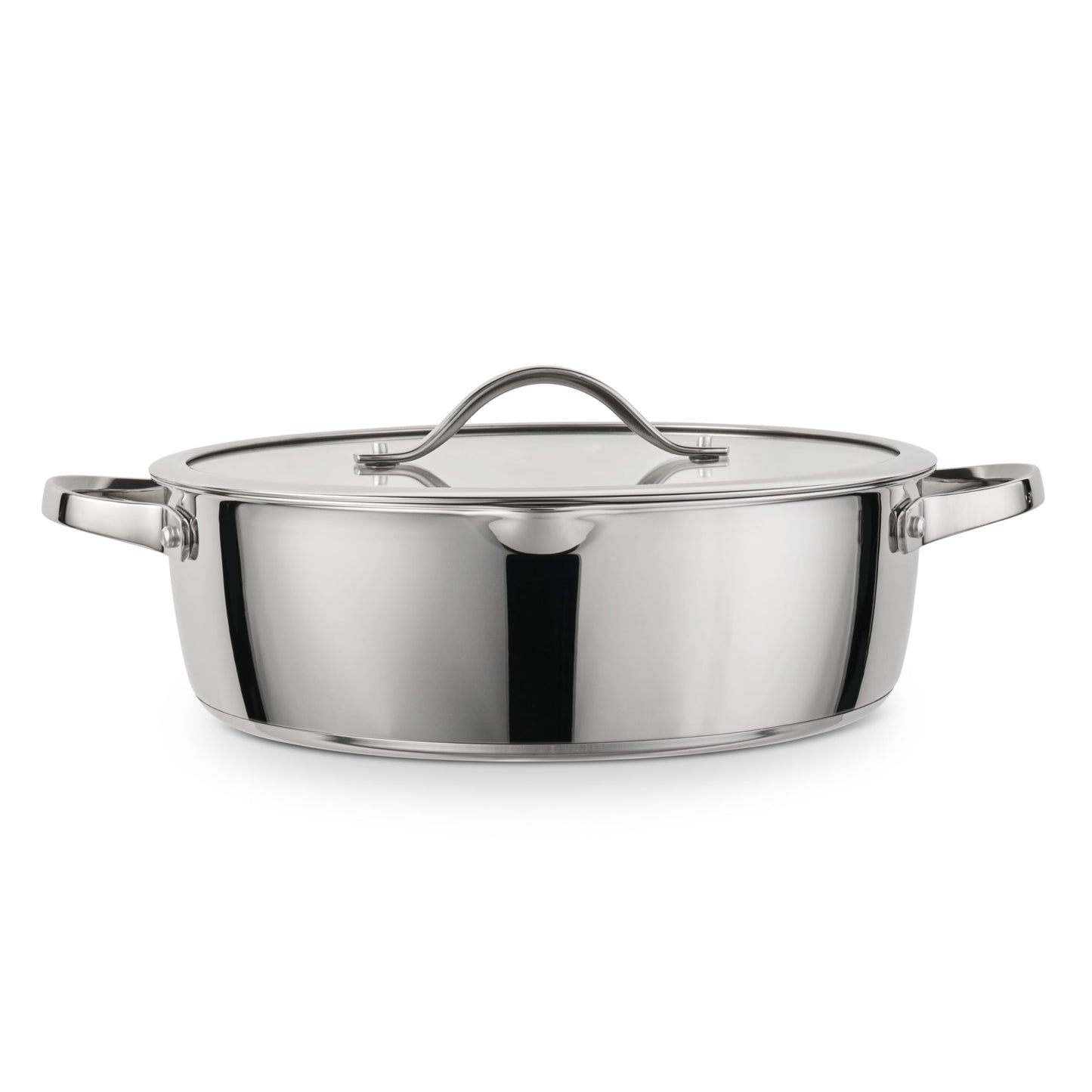 Tramontina Tempo Tri-Ply Base Stainless Steel 5-Quart Dutch Oven Pot with Glass Lid, Induction-Ready, Oven-Safe, Dishwasher-Safe