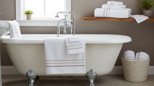 Bath Towel Set_White Towel For Bathroom, Luxury Hotel &Spa Quality, 100% Cotton .Includes 2 Large Bath Towels, 2 Hand Towels and 2 Washcloths.Super Soft, Absorbent & Decorative (White /Taupe Brown)