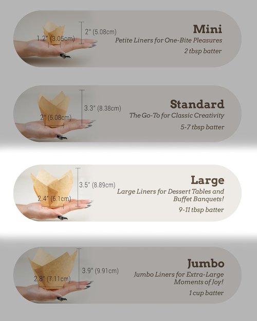 Bake Choice Extra Large Natural Tulip Cupcake Liners - 100 Pcs Baking Muffin Wrappers for Parties & Holidays