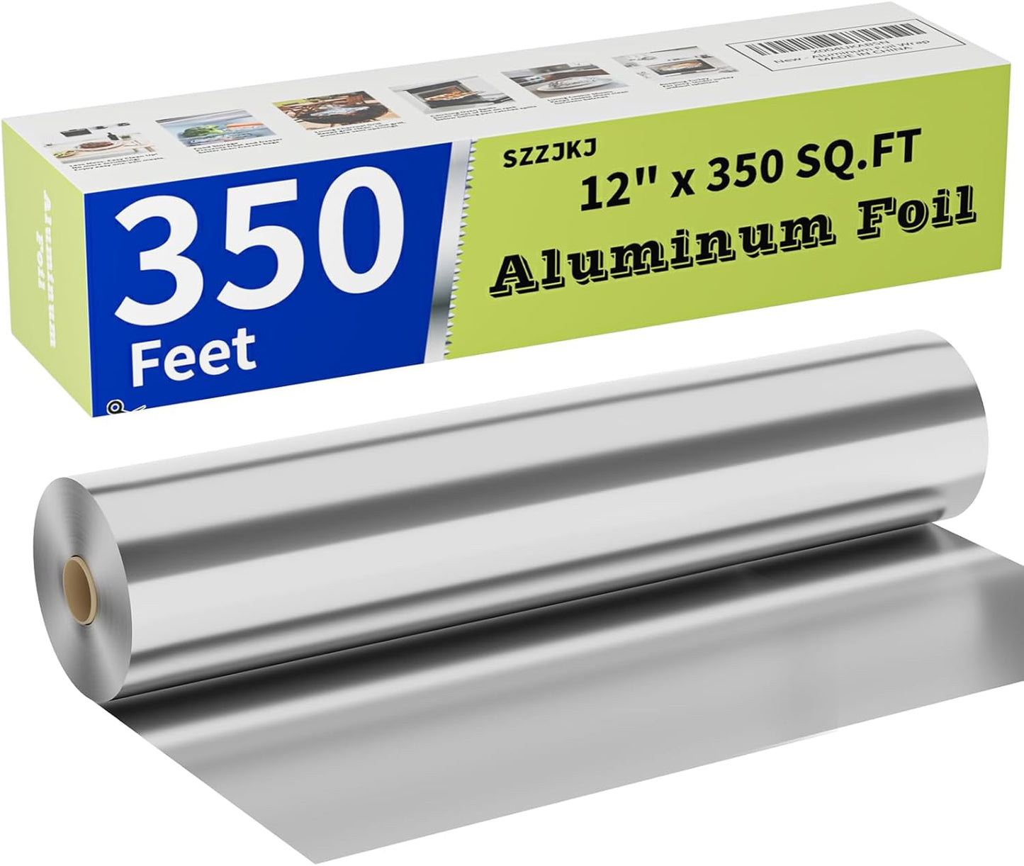 Aluminum Foil Roll - 12" x 350ft Heavy-Duty Food Safe Foil with Cutter for Cooking & Baking