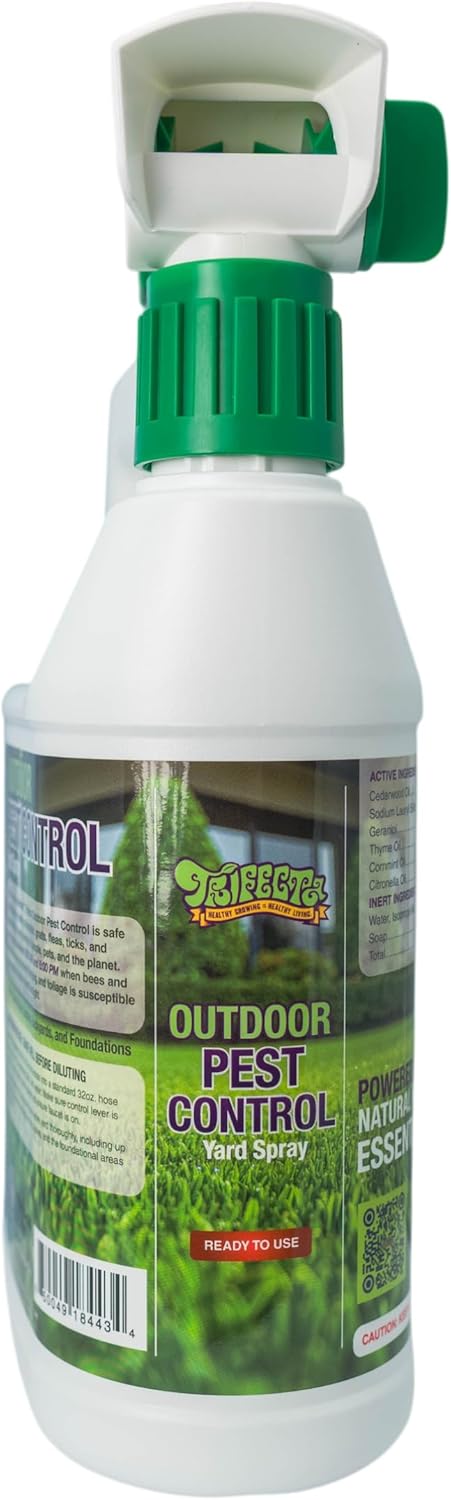 Trifecta Natural Outdoor Pest Control Yard Spray - Essential Oils Mosquito, Ant, Flea & Tick Killer | Safe for Kids & Pets | 32oz