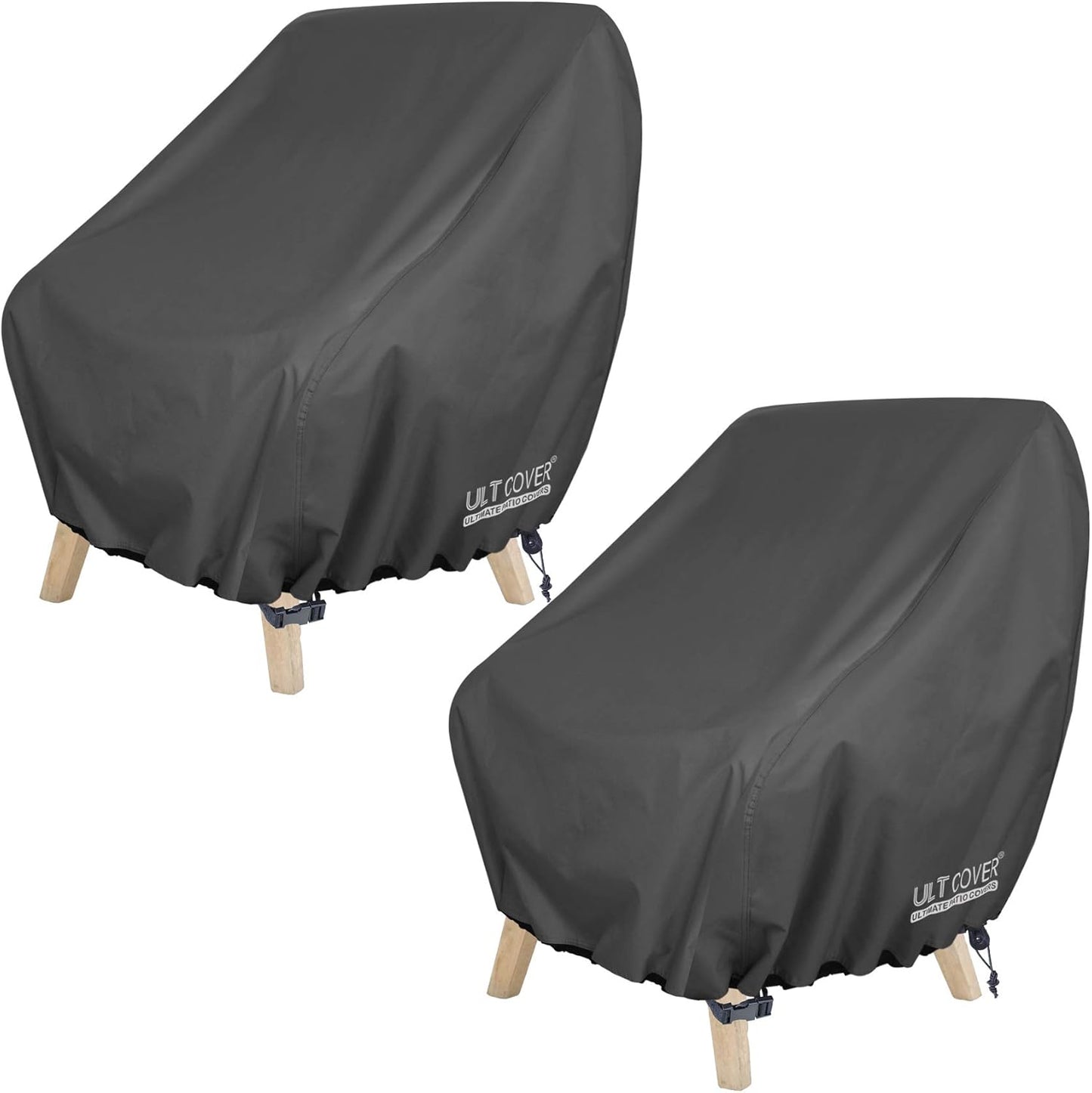 ULTCOVER Waterproof Patio Chair Cover - Durable Outdoor Deep Seat Cover for Chairs Up to 28W x 30D x 32H Inches, Black | 2 Pack