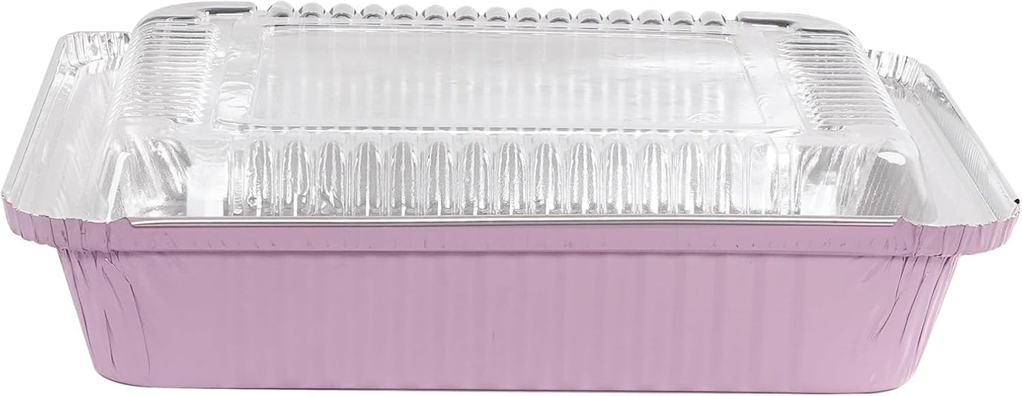 Skiennix 8x8 Square Aluminum Baking Cake Pans - 40 Pack with Clear Lids for Easy Food Storage
