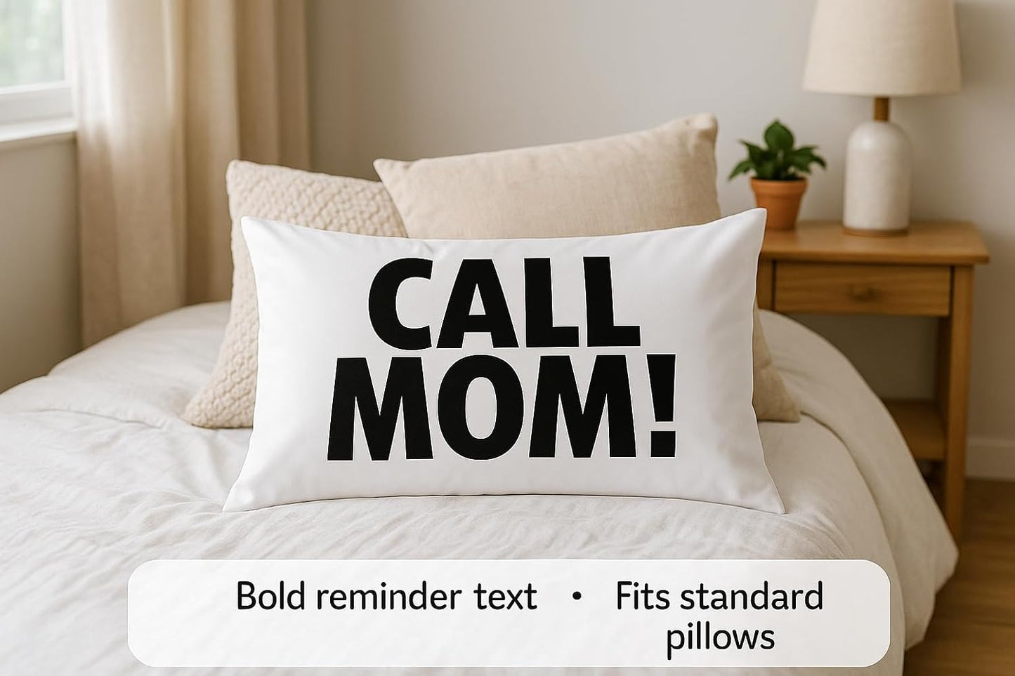 Personalized Pink Graduation Pillow Case - Call Mom Gift for College Dorm, Fits Standard/Queen