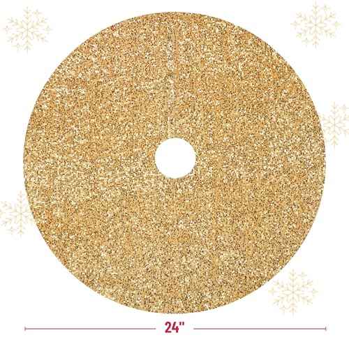 Mr. Pen- Small Christmas Tree Skirt 24 inch, Gold Sequin Tree Skirt, Christmas Skirt Tree, Xmas Tree Skirt, Mini Tree Skirt Mini Christmas Tree Skirt Small Tree Skirts, Gold Christmas Tree Skirt Gold